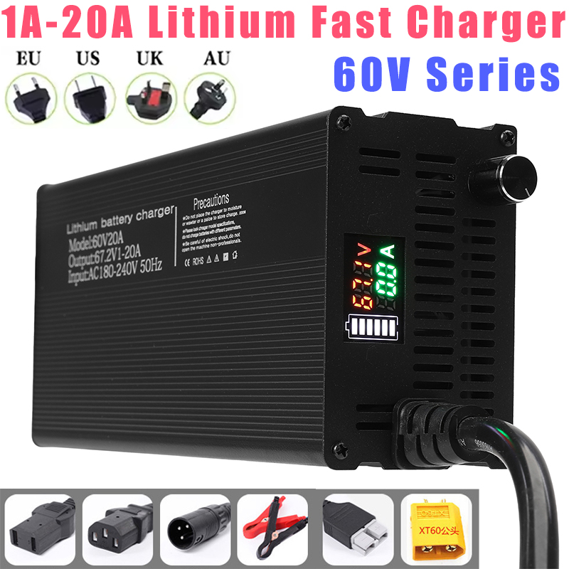 84V 20A Smart Charger - Caricabatterie al litio Corrente regolabile 60V